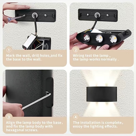 1pc 4W LED Hard Wired Room Wall Light, Aluminum Wall Light NEW IN BOX - Picture 8 of 9